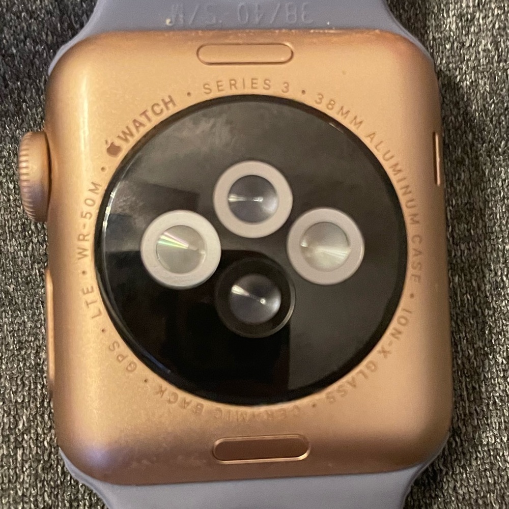 Apple Watch Series 3 38MM. Comes with 8 bands and charging cable (no wall block)